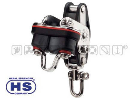HS BALL BEARING SINGLE SWIVEL BLOCK WITH BECKET AND CAM CLEAT
